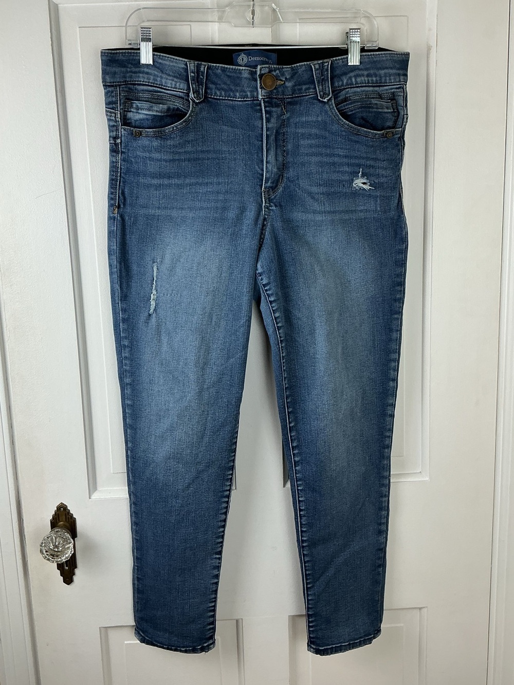 Democracy Jeans "Ab"Solution Ankle Skimmer Stretch Size 14 - distressed